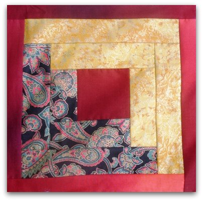 Log Cabin Quilt block bright yellow