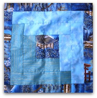 log cabin quilt block Japanese print